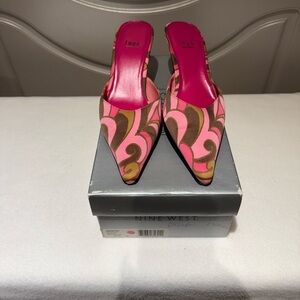 Impo Women's Pink and Brown Satin Mules